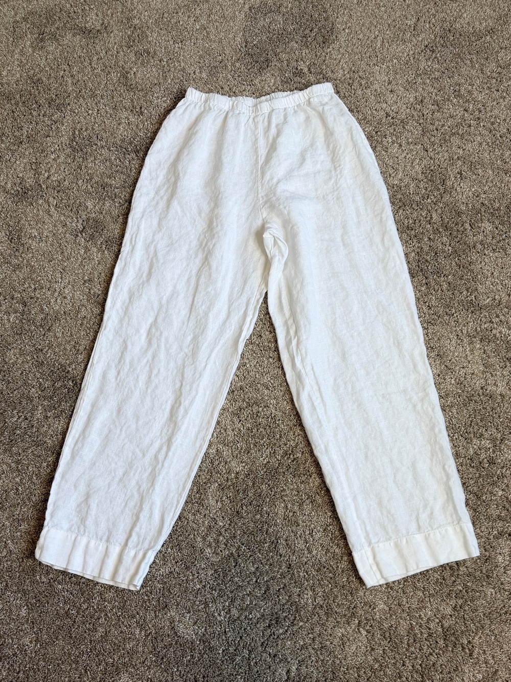Bryn Walker White Linen Pull On Pants Small Elastic Waist Coastal Vacation